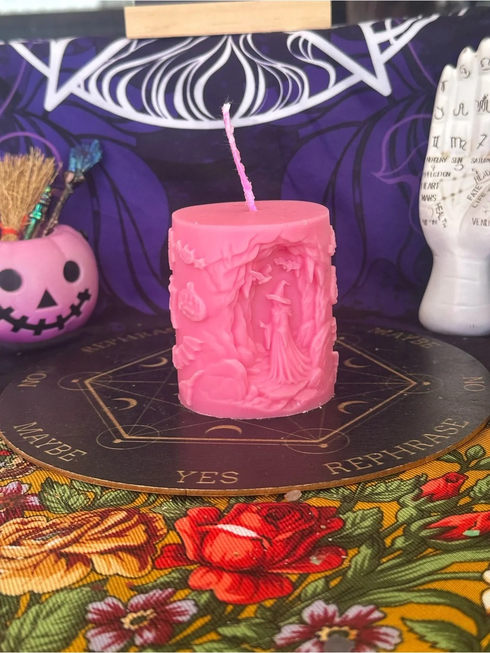 Pink Storybook Witch Candle